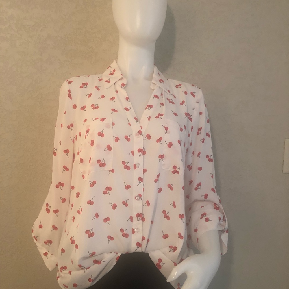 Long Sleeve Blouse. brand by & by. Worn once. Non-smoker. Cherries 🍒! So cute.